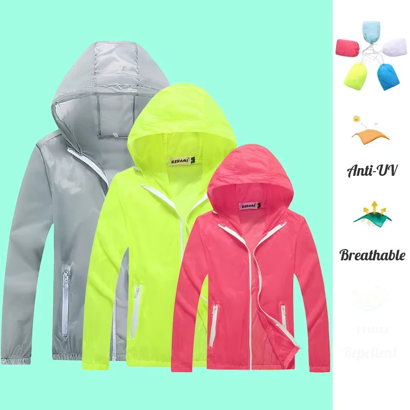 Men Women Childrens Teens Ultrathin Ultralight Transparent Camping Cycling Running Jacket Anti-UV Quick Dry Skin Windbreaker