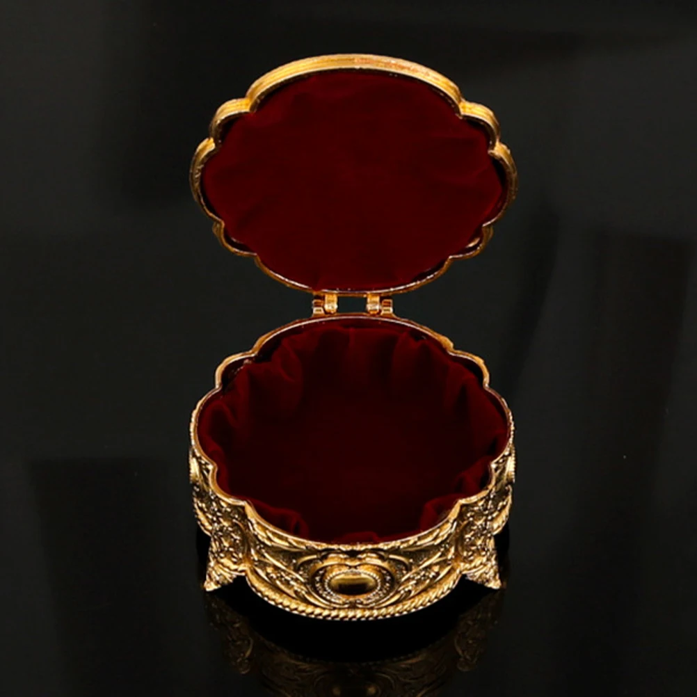 

Vintage Small Jewelry Box Aluminum Alloy Retro Metal Trinket Storage Organizer Case for Rings Earrings Bracelets Jewelry Storage