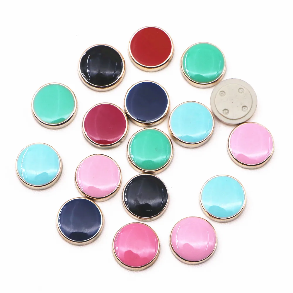 50PCS 12mm Mix Colors Resin Golden Circle Plastic Round Flatback Button Home Garden Crafts DIY Hair Clips Scrapbook