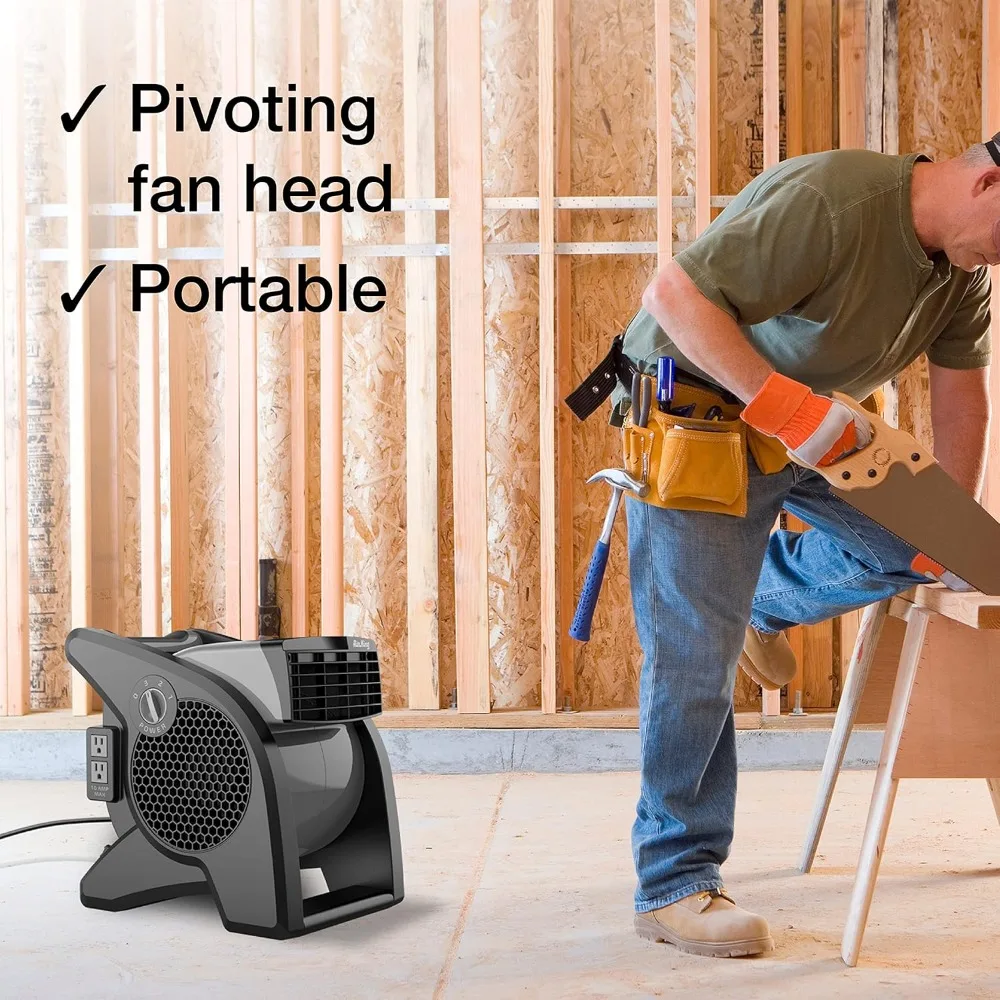 9555 3단 속도 상업용 회전 송풍기, 1/13마력, 회색 마감