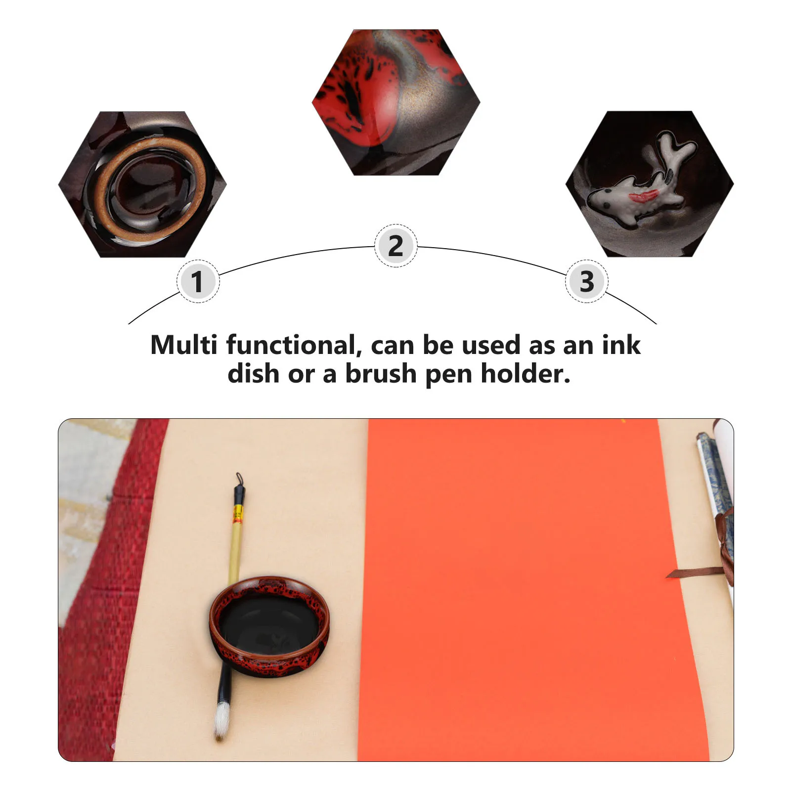 

Ceramic Ink Tray Easy to Carry and Store Suitable for Calligraphy Painting and Study Stationery Ceramic Ink Dish