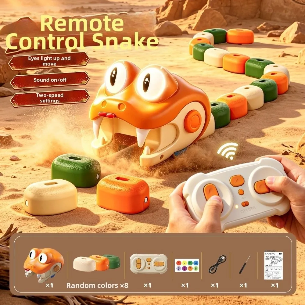 Light Up Eyes Remote Control Snake Toy Two Speed Modes Remote Controlled Magnetic Eating Snake Eyes Rotate Electric Snake Toy