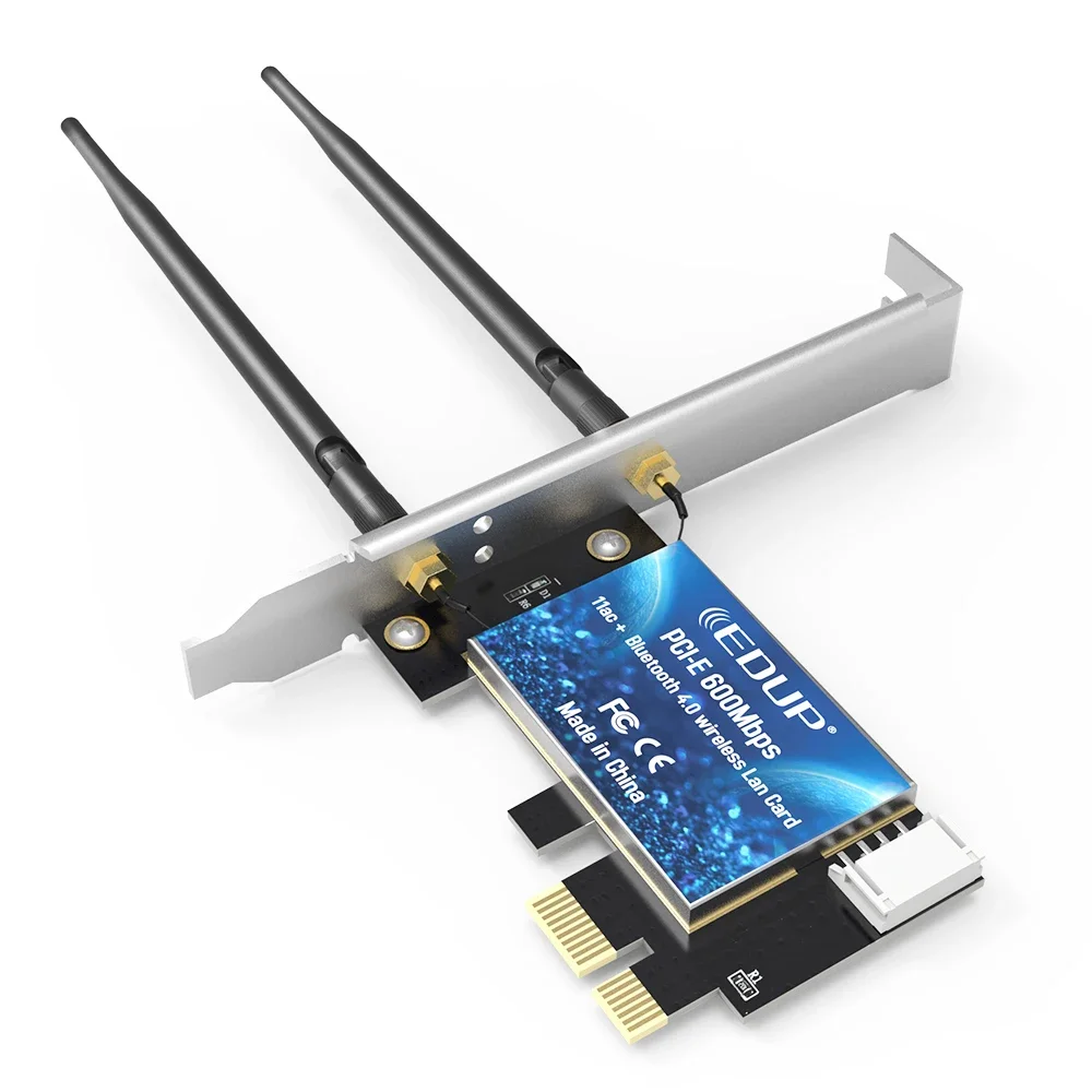 2.4ghz/5.8ghz banda dupla ac600 wifi bluetooths adaptador pci express com antena 2*5dbi wifi placa de laptop