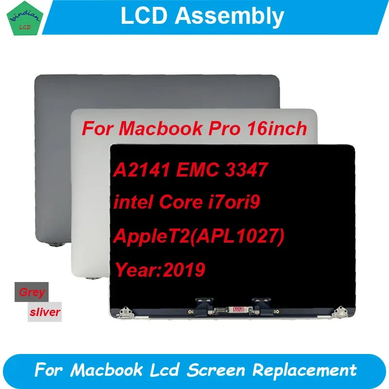 

New Laptop Silver Space Grey A2141 LCD Assembly for Macbook Pro Retina 16" Full LCD Screen Display Complete Late 2019 EMC 3347