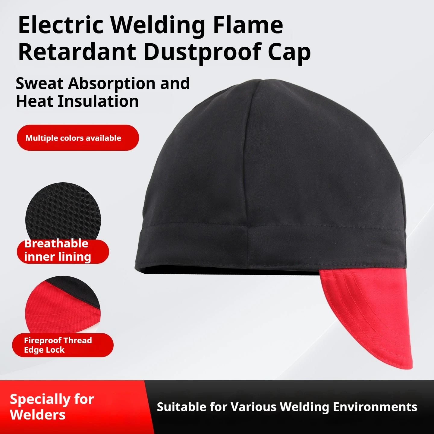 Flame Resistant Welding Hood Cap for Welders, Wind Dust Anti-slag Protective Hat Match Welding Helmet