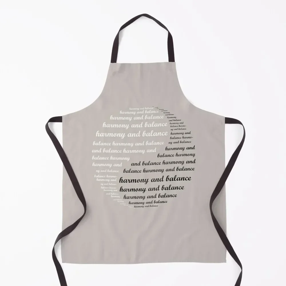 

Harmony and Balance typography in Yin Yang symbol Apron Kitchen Supplies for women halloween Manicurists Hairdresser Apron