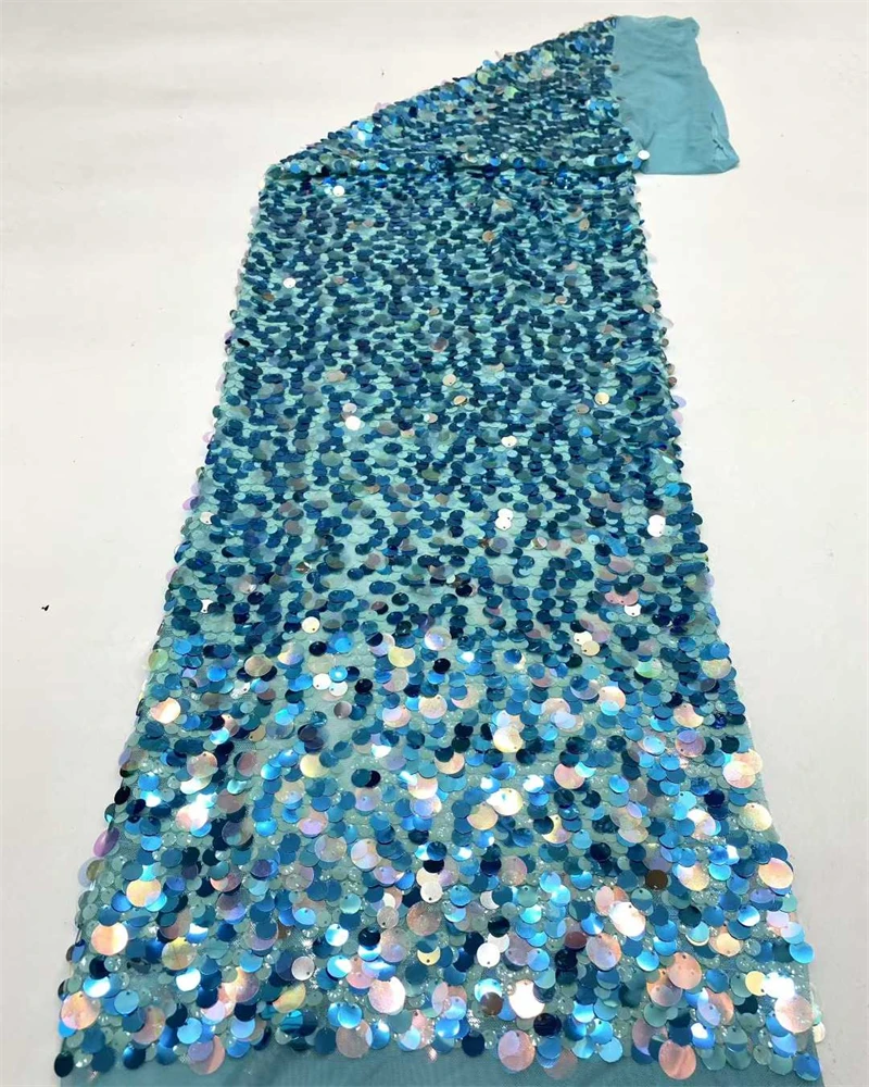 

African French Sequined Lace Fabrics 2025 High Quality Tulle Lace Nigerian Sequins Embroidered Dress Material For Party Wedding