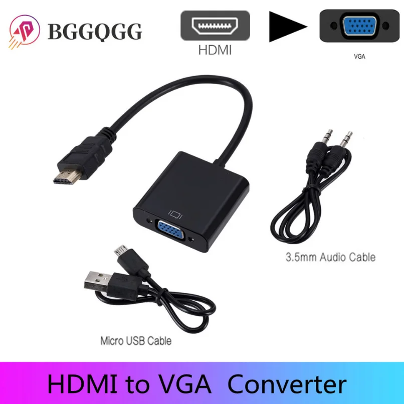 

1080P HDMI-compatible To VGA Adapter Digital To Analog Converter Cable for Xbox PS4 PC Laptop TV Box To Projector Displayer HDTV