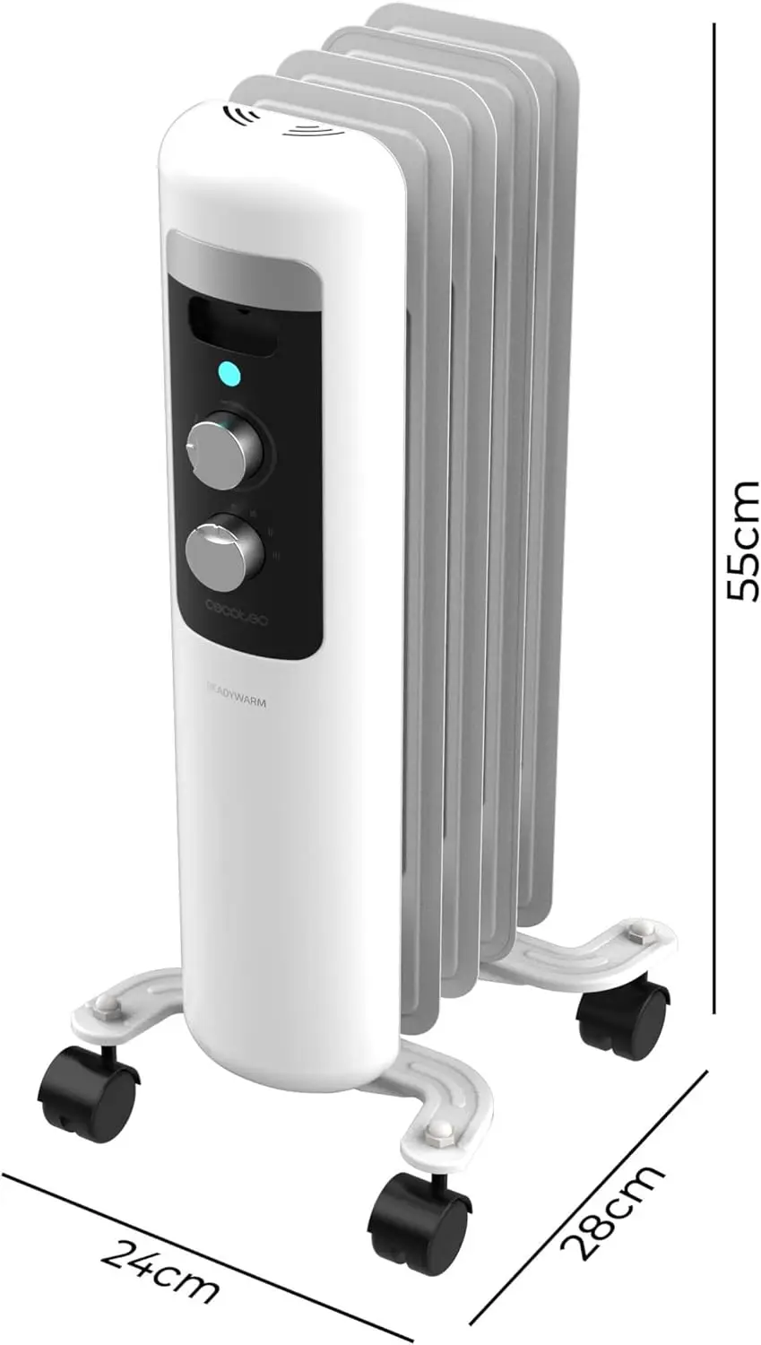 ecotec Radiador Eléctrico de Aceite de Bajo Consumo de 5 Módulos ReadyWarm 550 Space Blanco 1000W, 3 Niveles de Potencia, Sistema