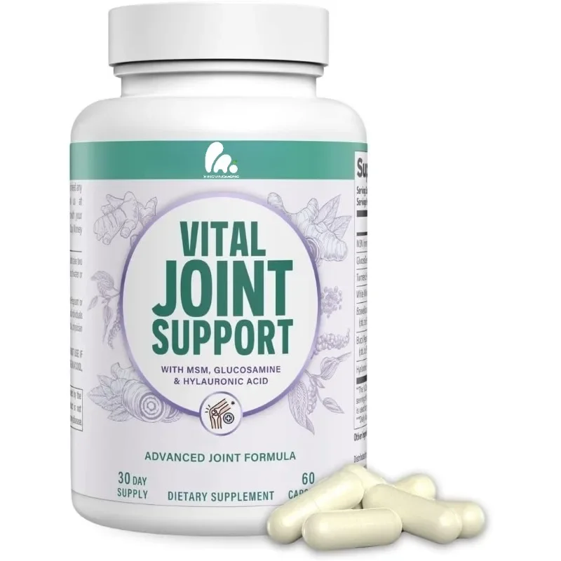 

Male and female joint supplements containing glucosamine, hyaluronic acid, and turmeric - support joint health with 60 capsules