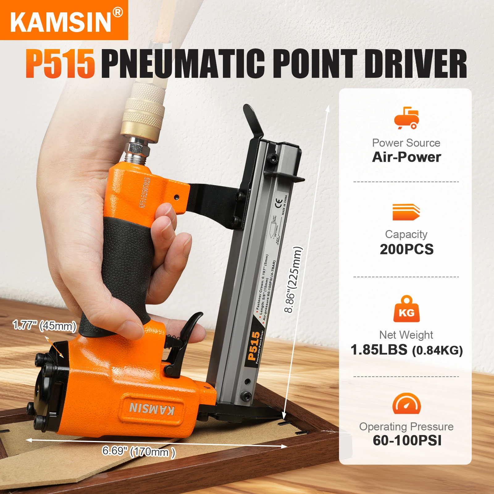 P515 Pneumatic Photo Frame Pin Gun Flexible Points Air Stapler Nail Gun