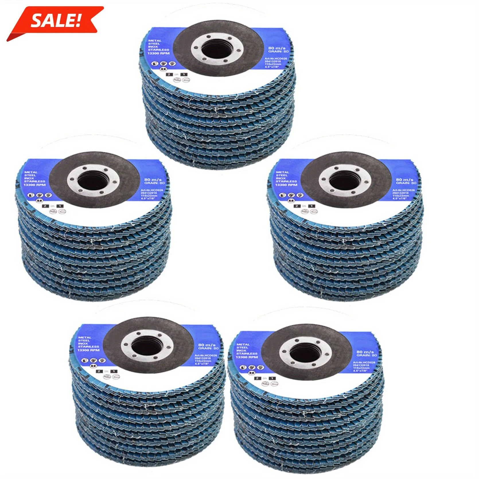 

50 упаковок 4-1/2 дюйма × 7/8 дюйма T29 Премиум циркониевый лепестковый диск, шлифовальный шлифовальный диск, зернистость 80