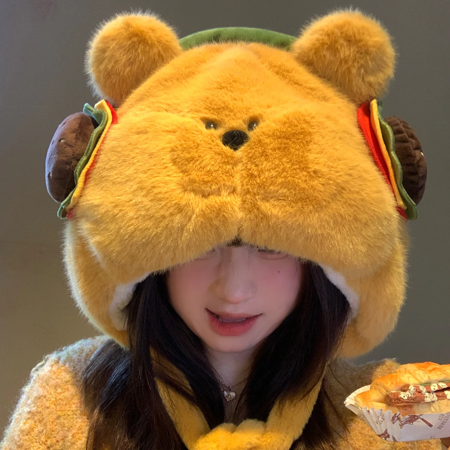 chapeau-en-peluche-mignon-en-forme-d'ours-burger-pour-femmes-epais-et-chaud-pour-l'hiver-bonnet-tricote-non-reglable-grande-taille-effet-amincissant-pour-le-visage-protection-des-oreilles