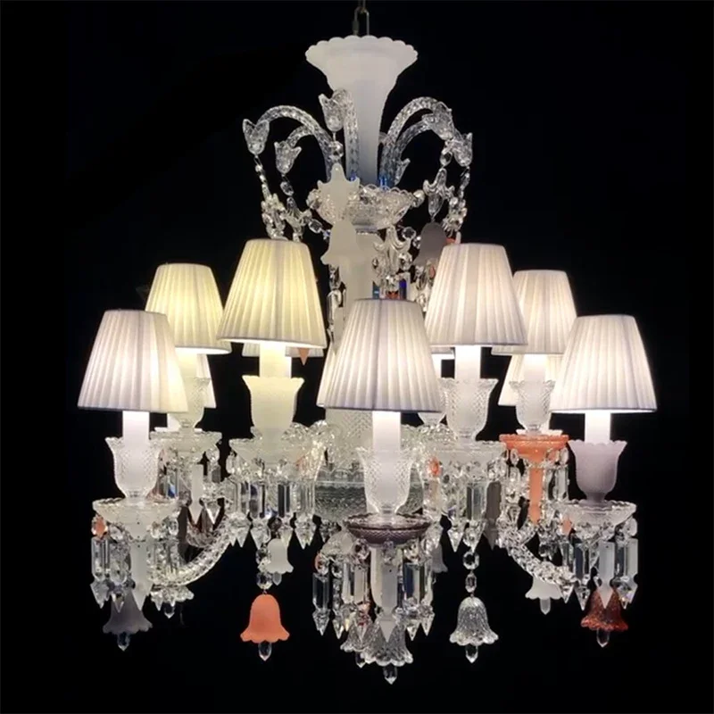 Candelabro de cristal K9 para sala de estar, luz colgante de tela de tubo curvado que contiene plomo, Villa de lujo de diseñador europeo, vestíbulo de Hotel