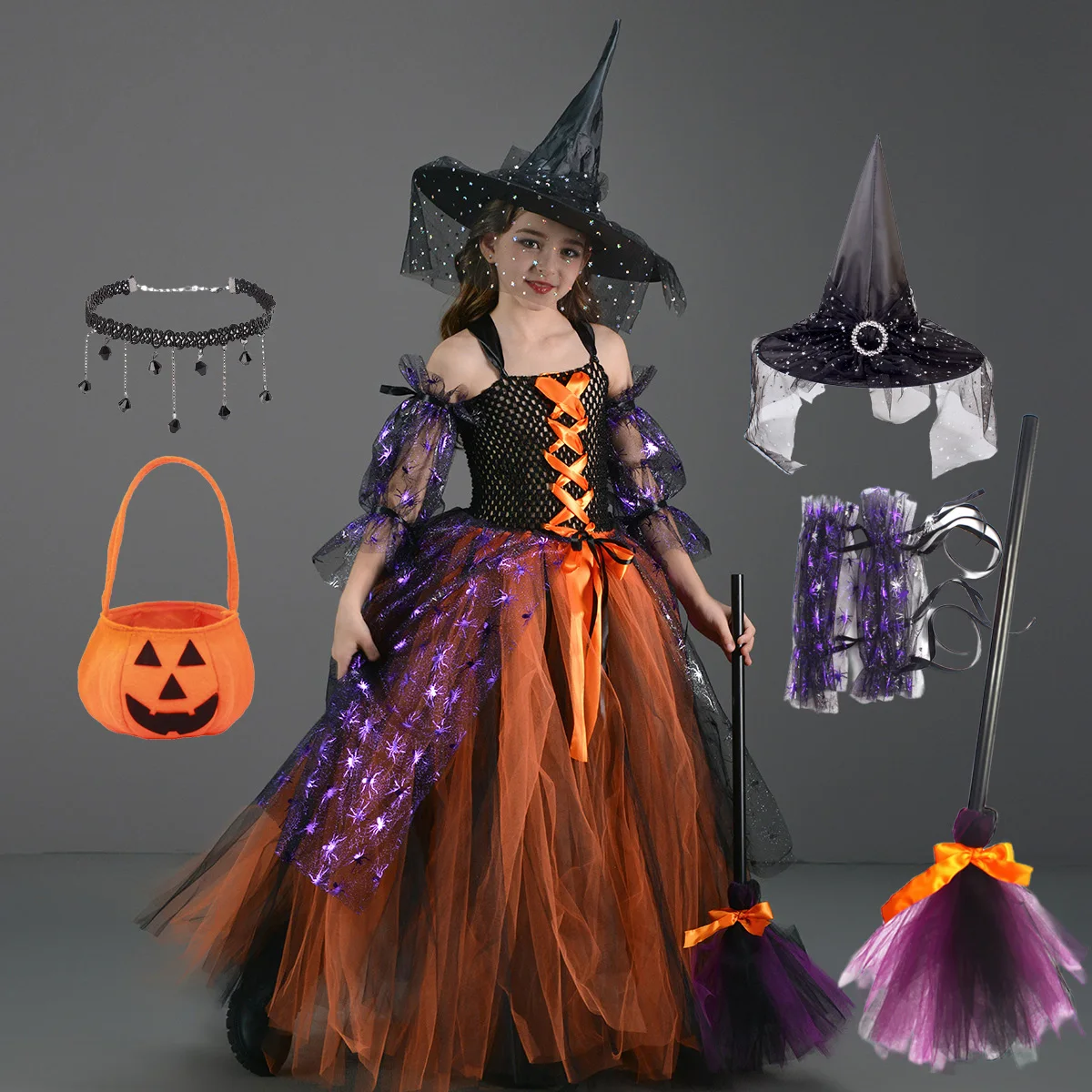 

Girls Halloween Cospaly Witch Costume Girls Dress Maleficent Deluxe Vestidos Party Girls Fancy Tutu Dress Kids Witch Clothes