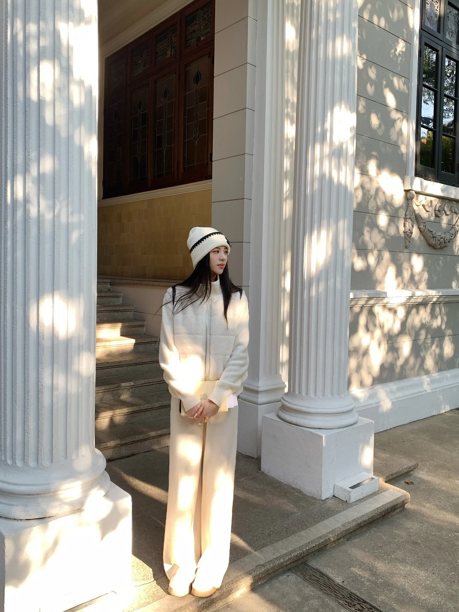 

Брюки женские прямые с высокой талией, свободные, из смесовой шерсти, цвет хаки, для осенне-зимнего сезона, модные