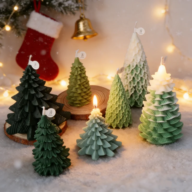DIY Weihnachtsbaum Silikon Kerze Form 3D Schnee Winter Szene Aromatherapie Baum Formenbau Harz Handwerk Gips Stricken Baum