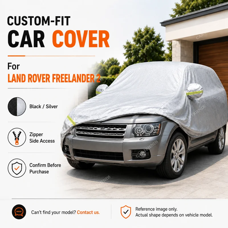 For Land Rover Freelander 2 Custom Fit Full Car Cover Silver-Coated Oxford Fabric Side Zipper Access UV Protection Outdoor Parki