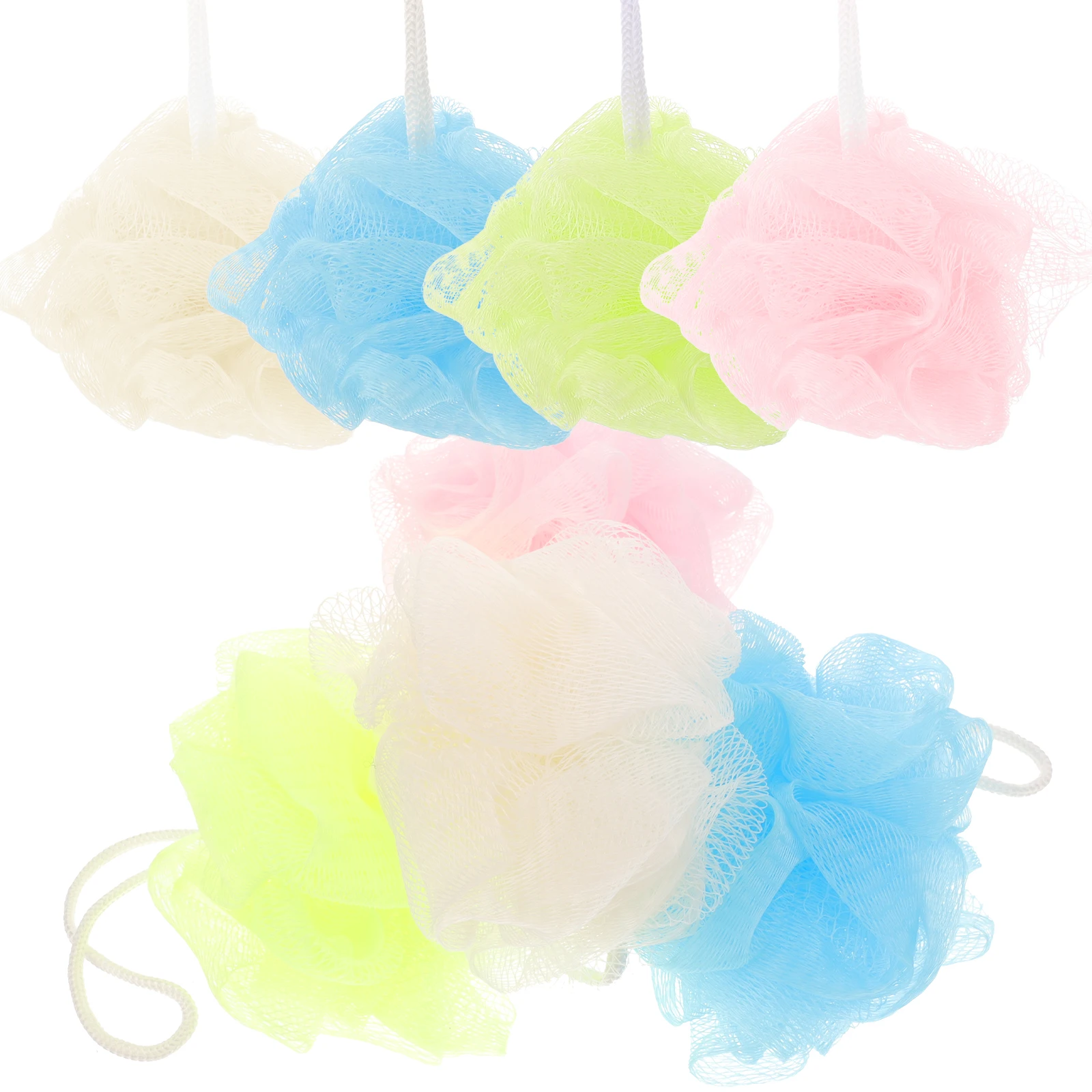 

8pcs Shower Bath Ball Friction Mesh Cute Soft PE Material Hanging Rope Convenient Use Body Skin Clean Relax Enjoy