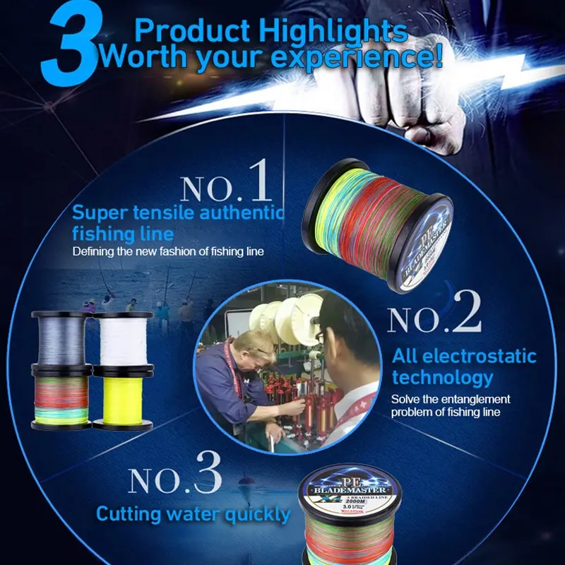 100M 300M Bện Dây Câu Cá Đầu Thô Lụa Siêu Căng Thẳng Nước Tốc Độ Cắt Multifilament Dây Câu Cá Cá Chép Câu Cá dây Chuyền