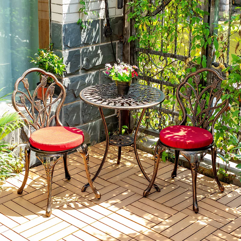 Cast aluminum outdoor tables and chairs three-piece outdoor balcony garden wrought iron terrace casual coffee table