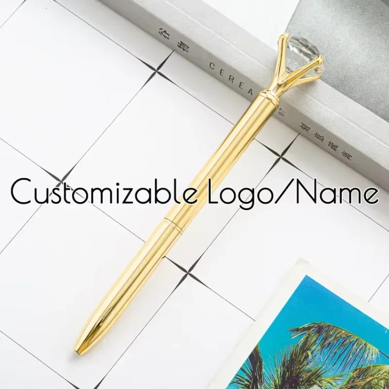 

Ручка с логотипом по индивидуальному заказу, металлическая хрустальная ручка, вафельная шариковая ручка с бриллиантами, 0,7 мм, синяя ручка для письма, студенческий школьный подарок, шариковая ручка, красота