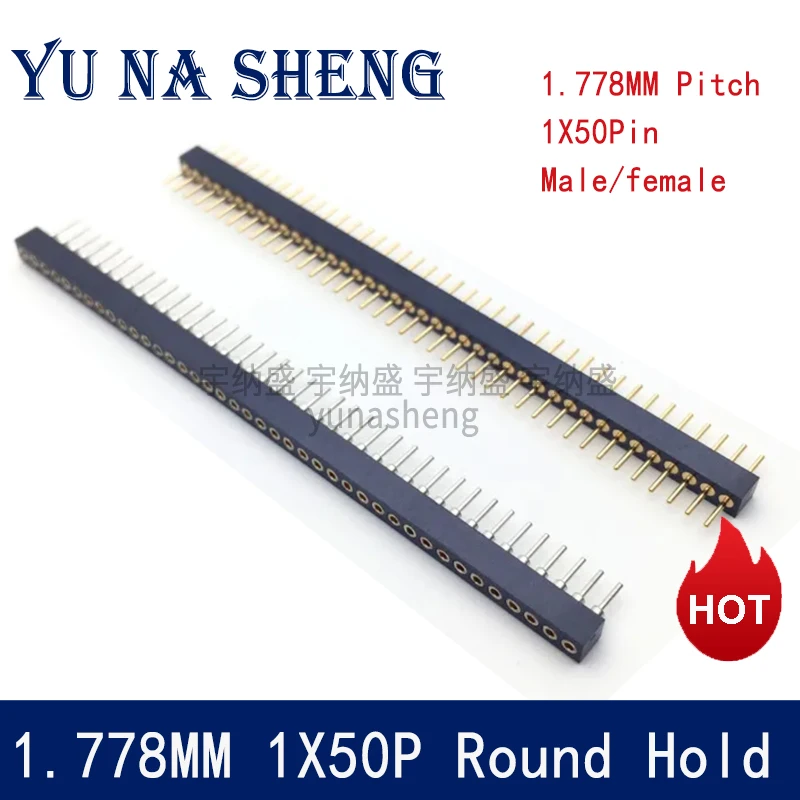 

1.778mm Pitch 1.778 Single Row Male Female Round Pin Header 1*40P Breakaway PCB Board colour Connector Strip Pinheader 1x40