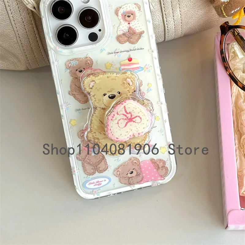 Coréen mignon rotation amour coeur ours poignée Tok Griptok Support pour IPhone Samsung téléphone accessoires Support anneau Support Support cadeau