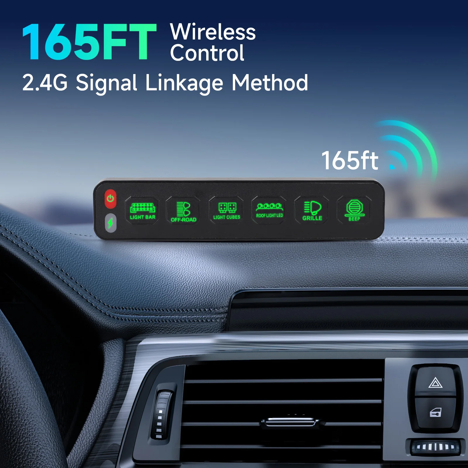 

Universal 6 Gang Switch Panel 12-24V Wireless Touch Box Individual Strobe Control Switch RGB Click Flashing For Car SUV Boat 4x4