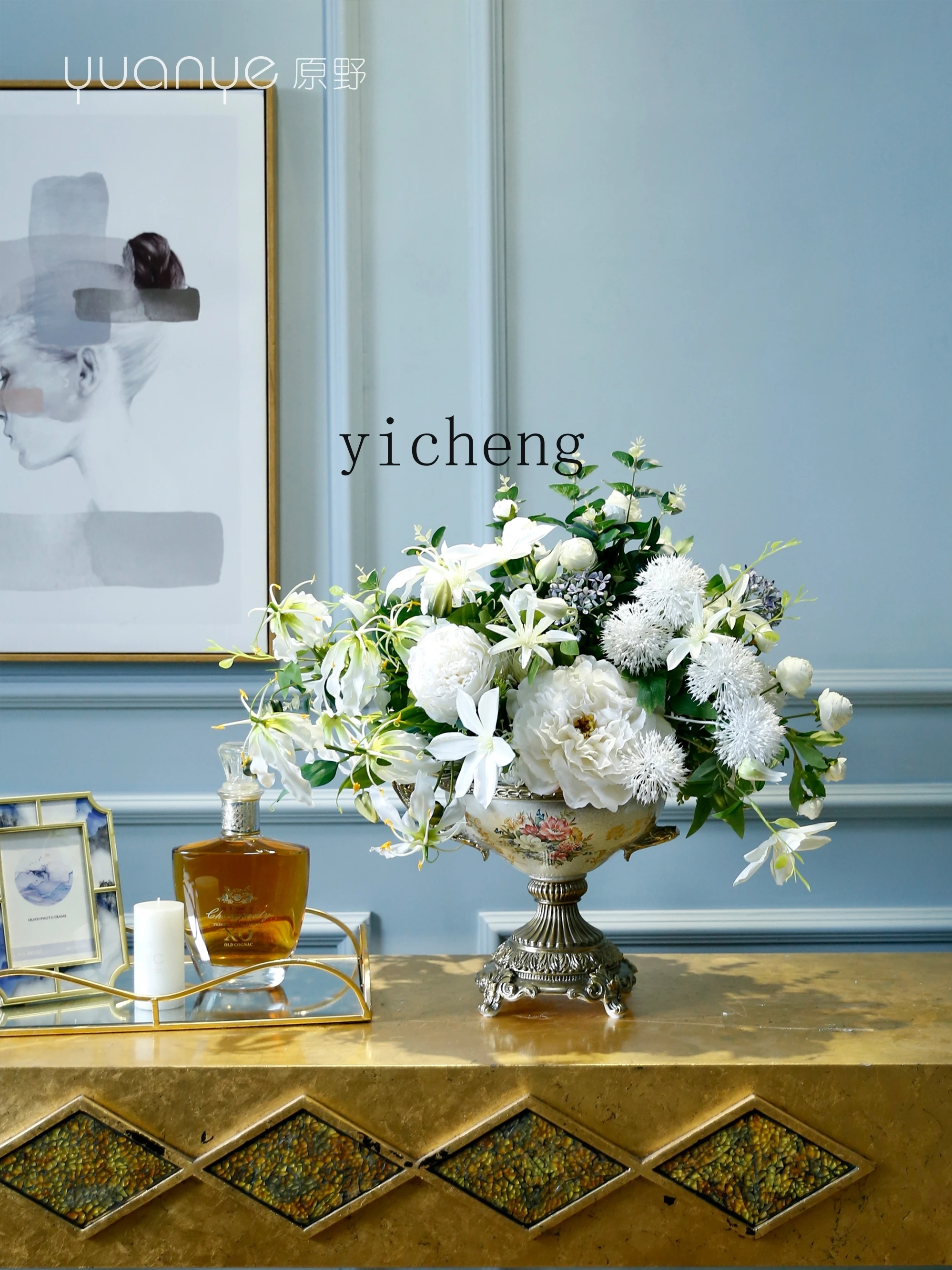 Light Luxury High-End Artificial Flower Hotel Living Room Table Flower Decoration Home Side Cabinet Hallway Decoration