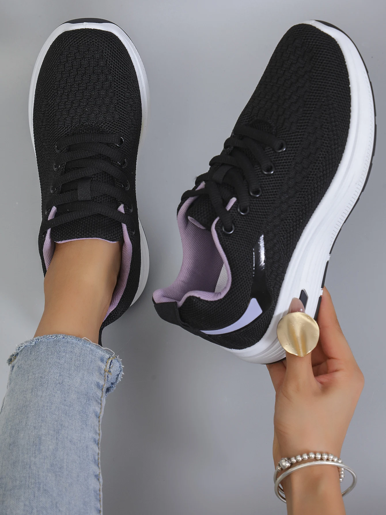 أحذية رياضية كاجوال نسائية جديدة للربيع والخريف مريحة، قابلة للتنفس، خفيفة الوزن، مقاومة للاهتراء، أحذية رياضية بحزام #3