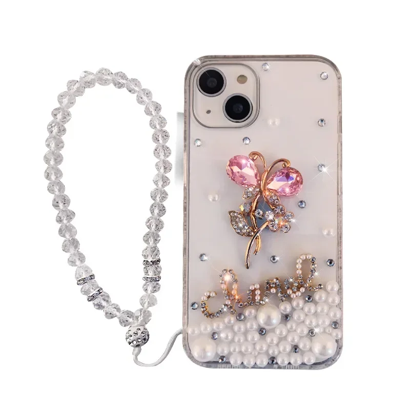 Fashion Bling Diamond Rhinestone Flower Case Cover For Iphone 16 14 15 12 13 Pro MAX XS XR 7 8 PLUS Soft Clear Phone