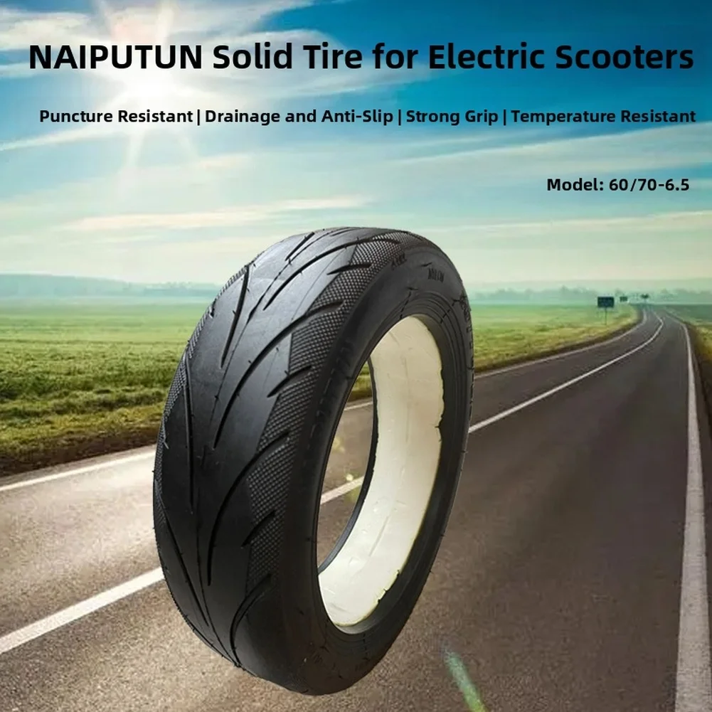 for NINEBOT Max Electric Scooter Solid Tire 60/70-6.5 Puncture Proof Rubber with Shock Absorbing Tread Pattern for Smooth Ride