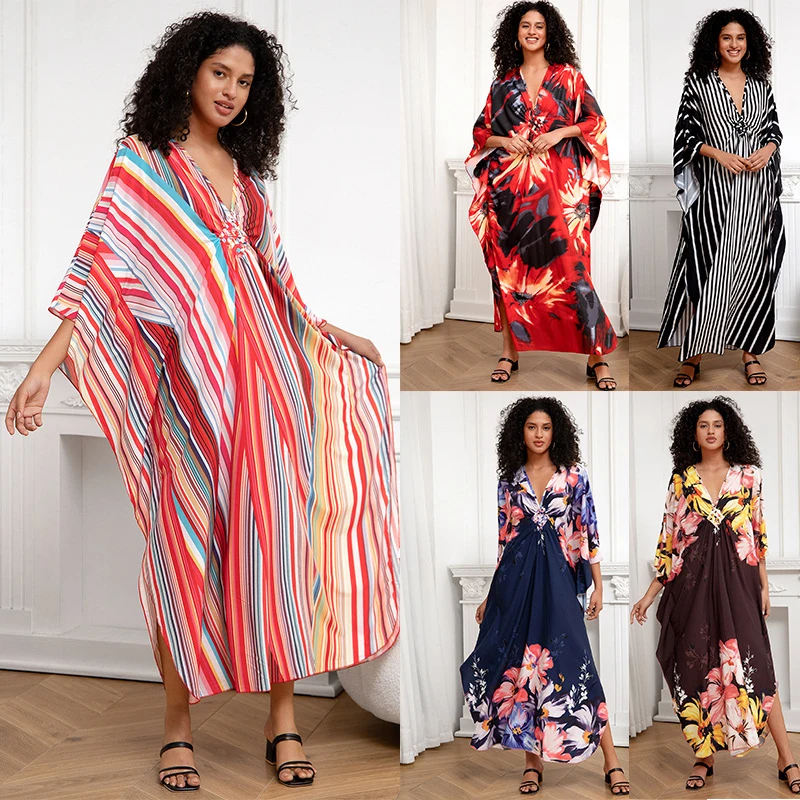 

Women's Polyester Beach Cover Up Dress Loose Long Robe Bikini Swimsuit Outerwear Shrug UV Protection for Summer Vacation