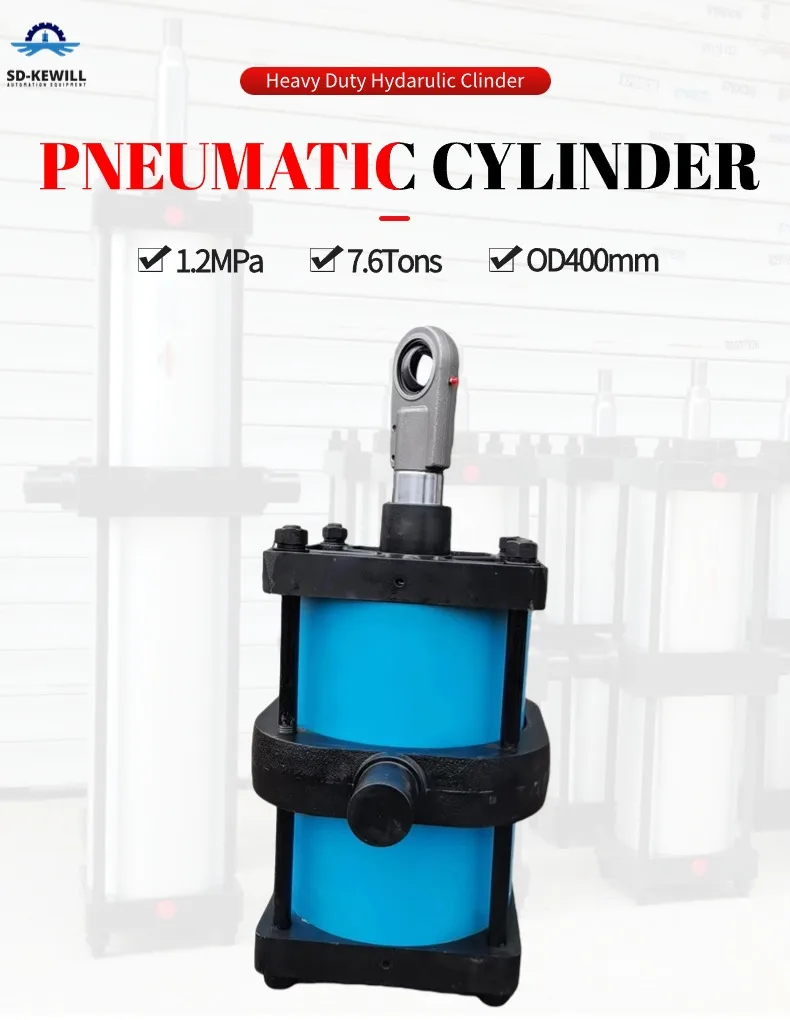 China Manufacture Cheap Price 7.6Tons 400mm Clevis Mount Mining Piston Double Acting High Pressure Air Pneumatic Cylinder