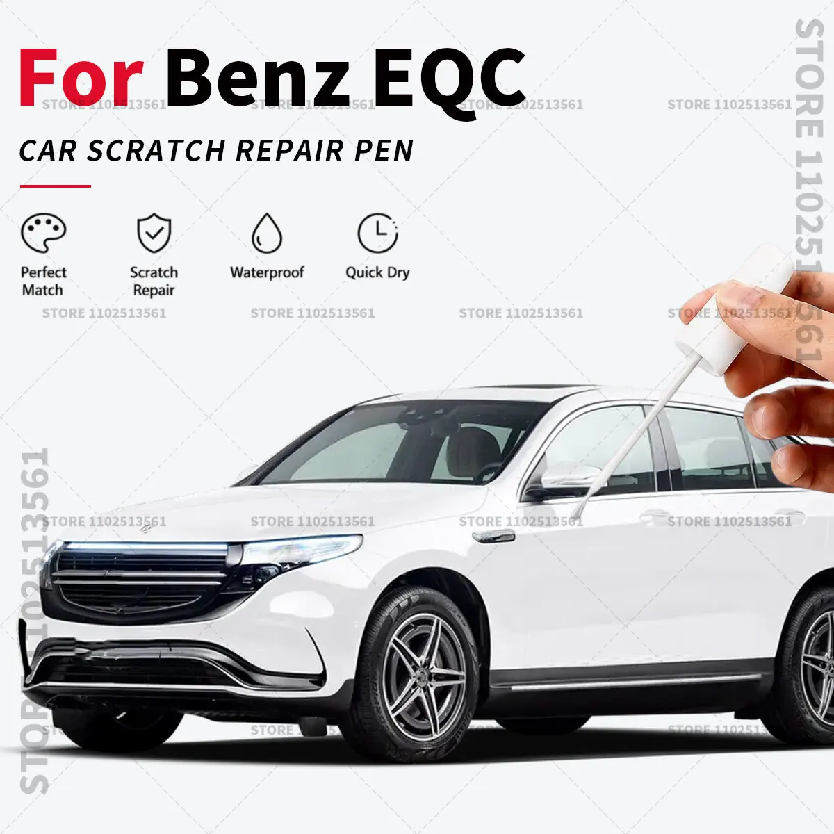 

For Mercedes Benz EQC white Black Touch Up Paint Pen for Car Scratch Repair Quick Dry Auto Paint Brush for Minor Paint Damage