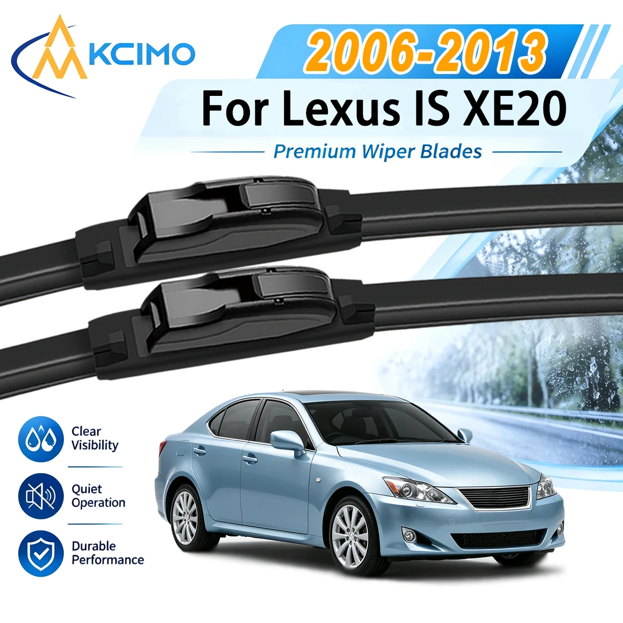 Fast Install Front Wiper Blades For Lexus IS XE20 2006-2013 Tool Free, Silent Scratch Free No Noise Smooth Clean Long Lasting