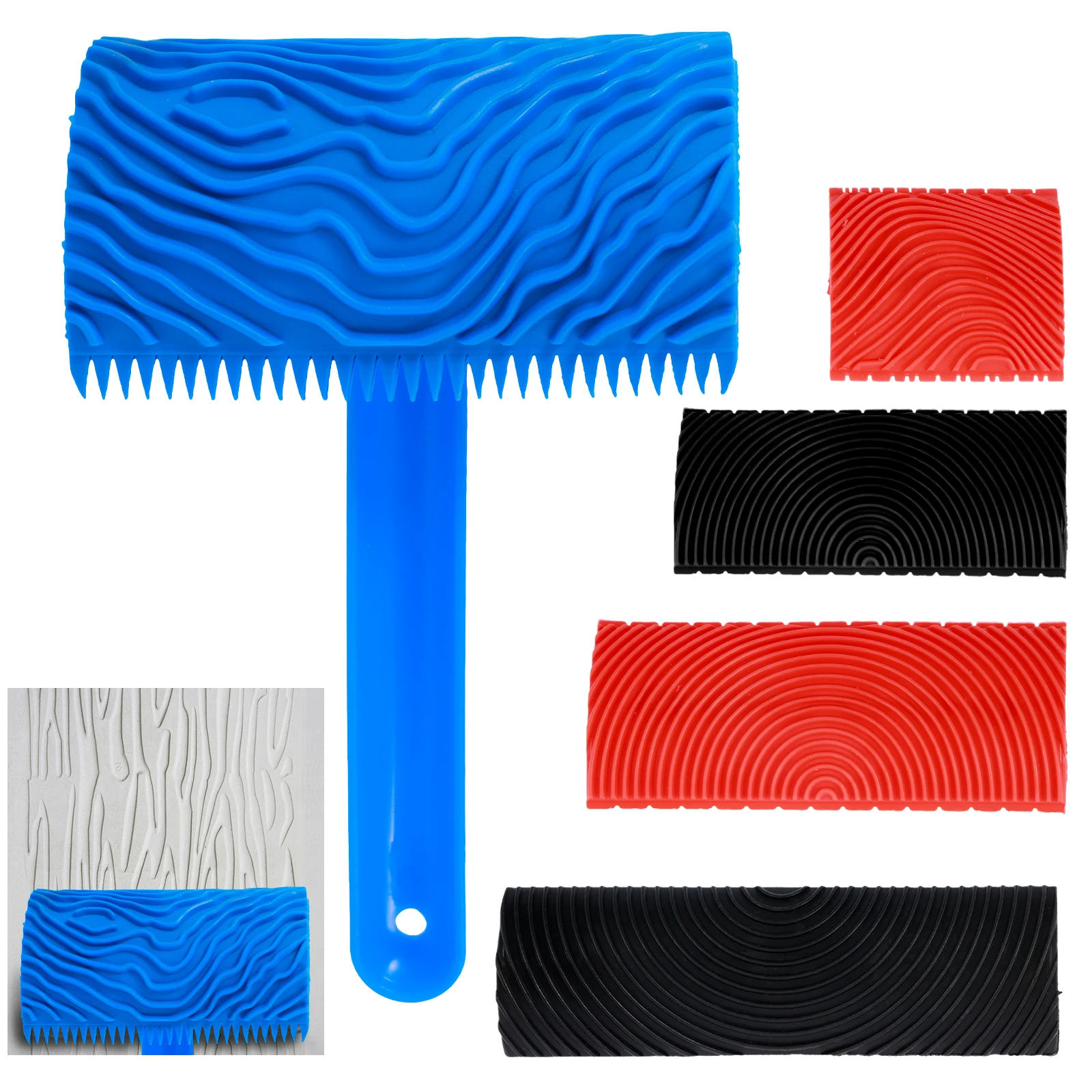 

5/8Pcs Rubber Roller Brush Painting Tools Imitation Wood Graining Wall Painting Home Decoration Art Embossing DIY Graining
