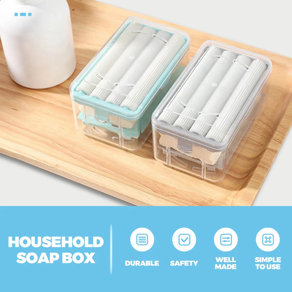 

Creative Self-Draining Soap Box Holder Plastic Suction Tray for Bar Soap Travel Use Foaming Container Laundry Storage