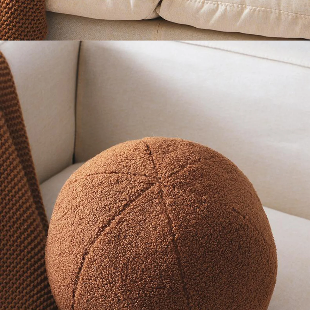1 Stück Kugelförmiges Plüschkissen, Niedliches Weiches Rückenkissen, Dekoratives Kissen für Zuhause, das Komfort und Stil zum Sofa oder Zimmer verleiht. – Detail 5