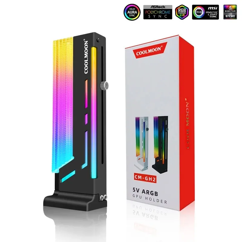 Coolmoon CM-GH2 Vertical graphics card Holder ,5V synchronous ARGB Magic color GPU card support ,graphics cards holder