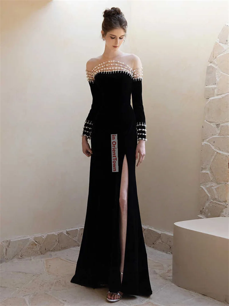 Light Luxury Niche Fish Tail Engagement Evening Mermaid Gown Europe Trend Annual Meeting Black Bridal Party Toast Dress TP065
