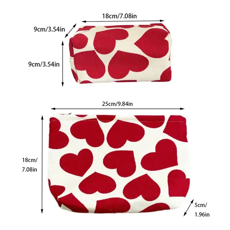 Women Large Capacity Heart Print Pattern Makeup Bag Clutch Cosmetic Organizer Travel Wash Toiletries Storage Bag Makeup Pouch