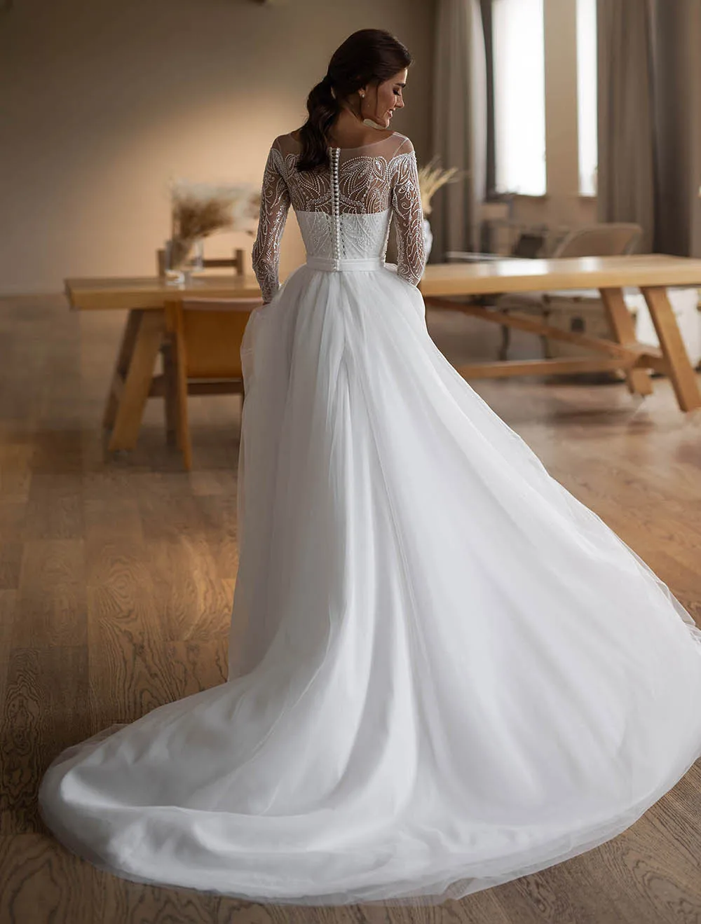 Elegant Backless Women Wedding Dresses Off The Shoulder A-Line Bridal Gowns Mopping Length Party Vestidos De Novias Customized