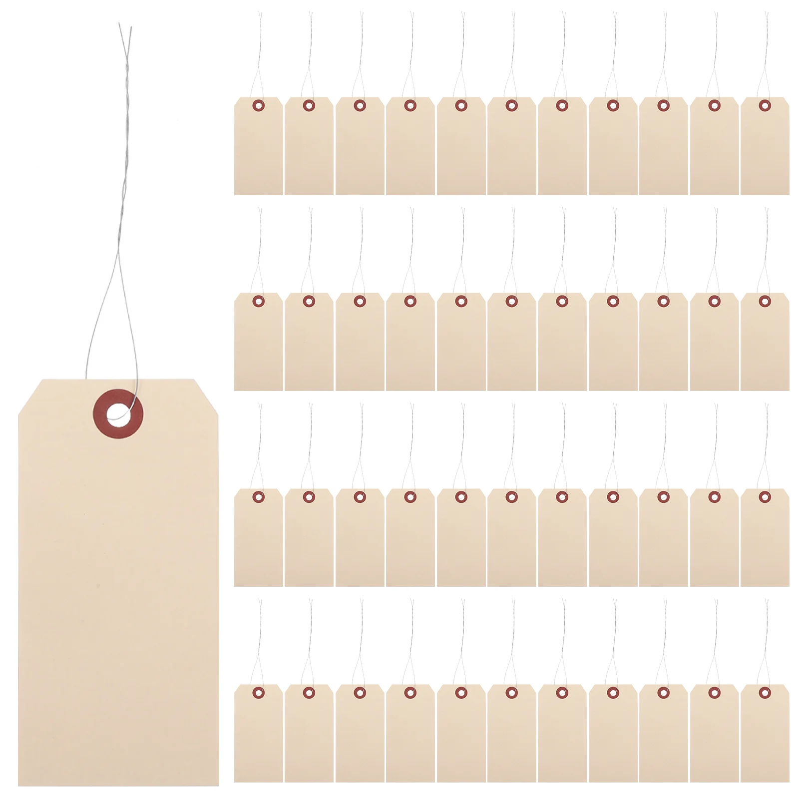

50pcs Price Tag Manila Wire Tags for Packaging Shipping Sturdy Lightweight Cargo Use Blank Labels With Eyelets Folder