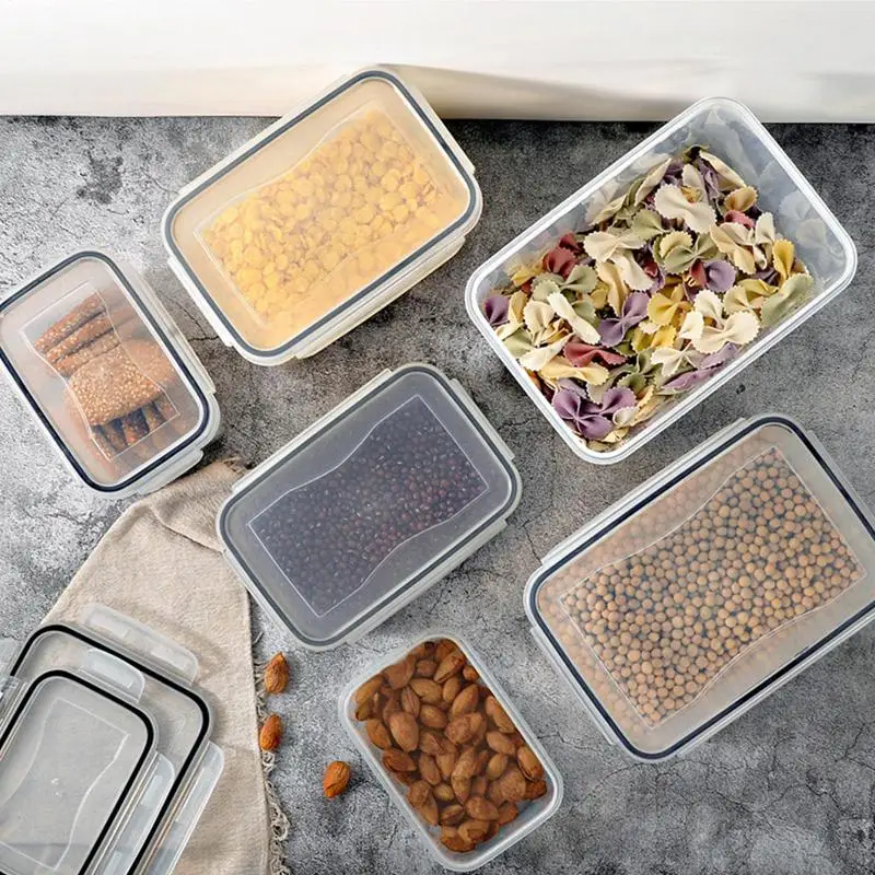 Airtight Food Containers 6X Meal Prep Lunch Box Clear Stackable Food Box Containers Portable Sealed Food Storage For Veggie