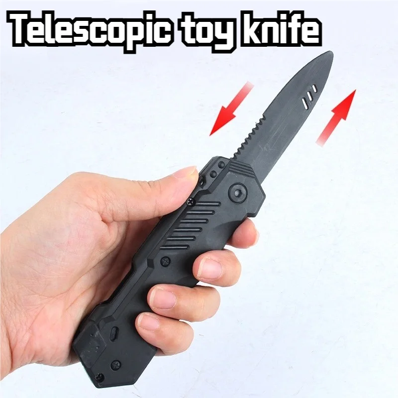 Popular Overseas Retractable Toy Knife Prop, Retractable Plastic Fake Dagger with No Sharp Blade, Prank Toy, Cosplay Accessory, Non-Electronic Screen Role-Playing Toy, Birthday Gift for Boys and Girls, Safe Retractable Toy Knife, Plastic Fake Prop Without Blade, Compatible with Lochen 98K Toy Gun, Children's Role-Playing Prank Toy, Suitable for Ages 3 and Above