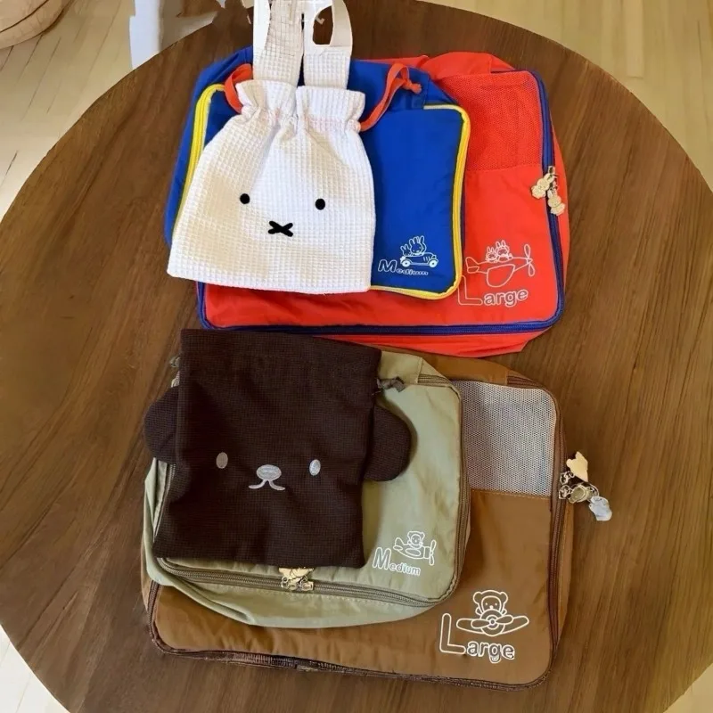 Набор дорожных сумок Kawaii Miffy Boris Bear (3 шт.): портативные сумки для хранения белья и багажа, подарки