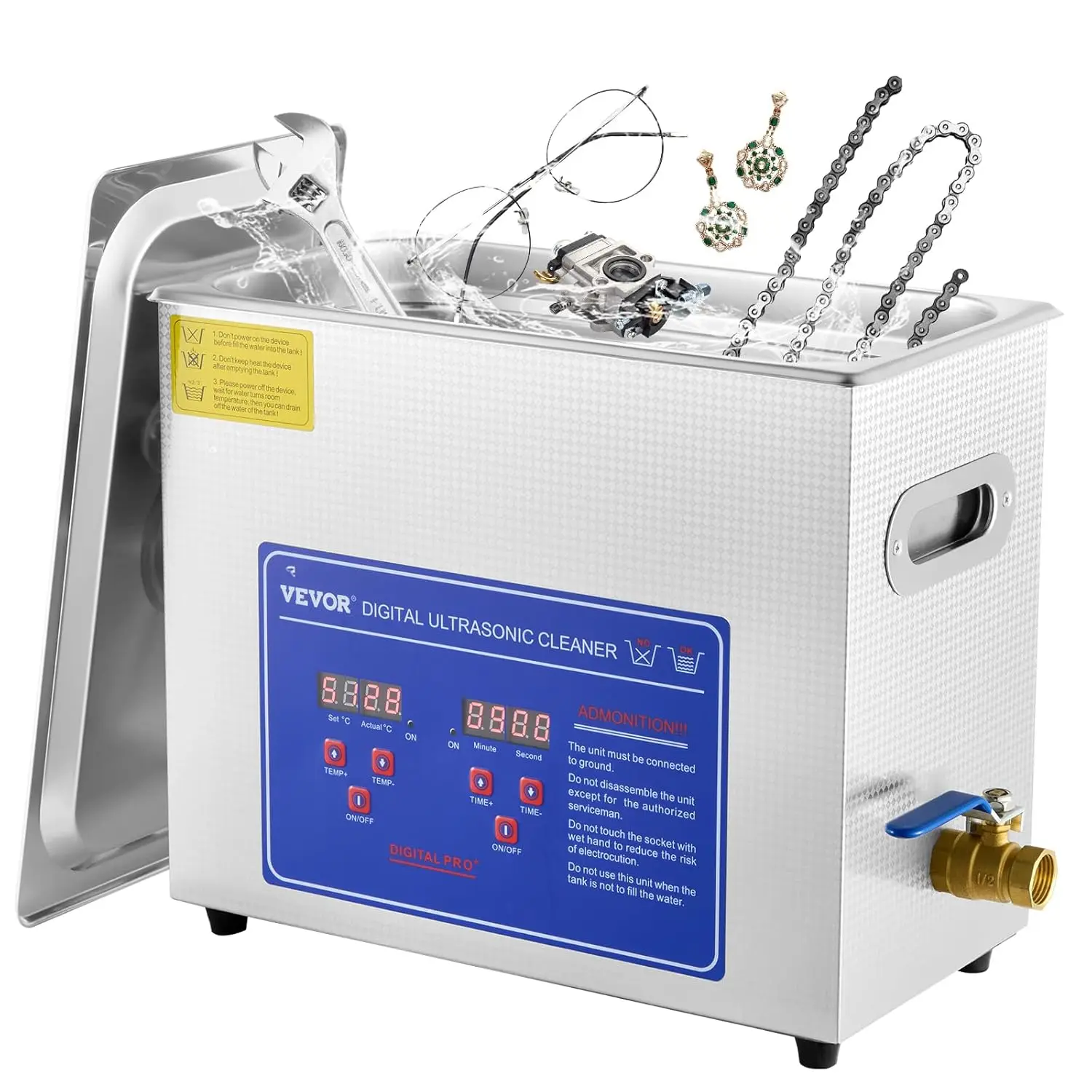 

Ultrasonic Cleaner with Digital Timer & Heater, Professional Ultra Sonic Jewelry Cleaner, Stainless Steel Heated Cleaning