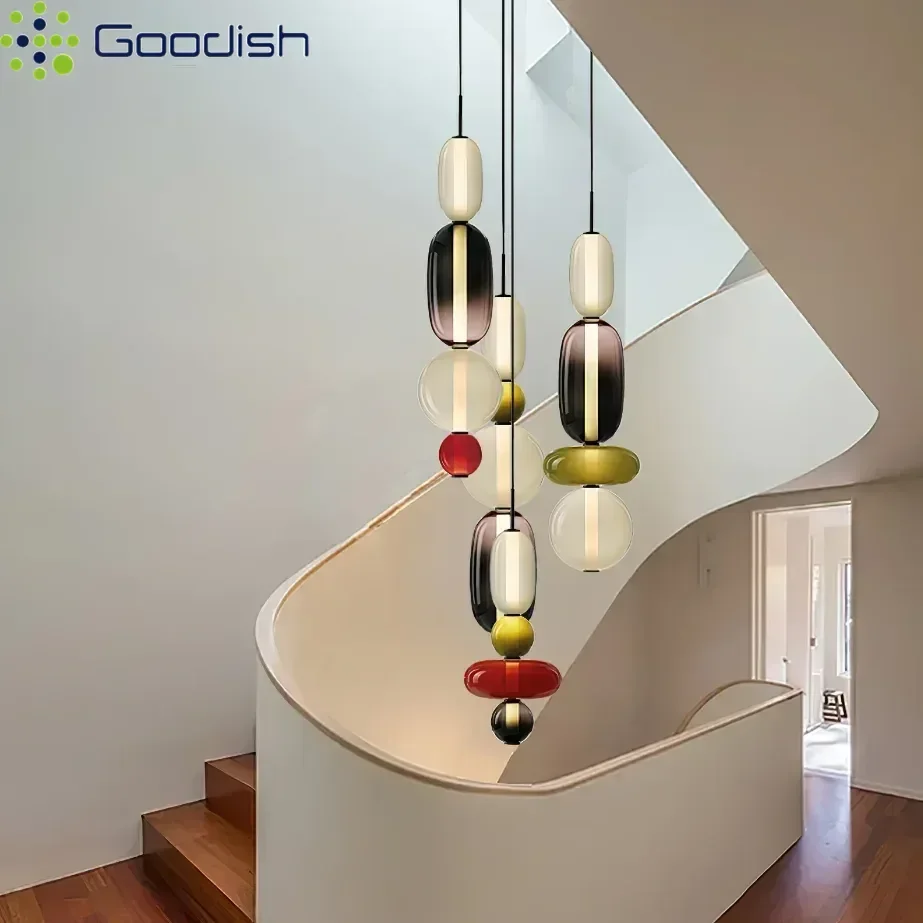 Modern Simplicity Nordic Colorful Candy Glass Stone LED Pendant Lights Art Creative Lamps for Bedroom Home Decoration Chandelier